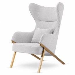 Fotel Classy styl glamour wygodny elegancki uszak do salonu w tkaninie Nexi Fabb (Nexi 02) Perłowa biel Fabb (Nexi 02) Perłowa b