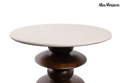 MaMaison stolik RONDA 50 drewno mango / marmur