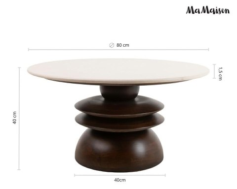 MaMaison stolik kawowy RONDA 80 drewno mango / marmur