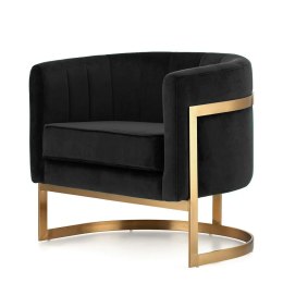 Fotel Madame Okrągły Styl Glamour, Designerski Czarny Velvet - Złota Podstawa