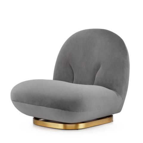 Fotel Tenero Jasnoszary velvet - nowoczesny fotel salonowy z elegancką złotą podstawą