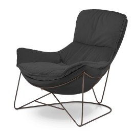 Stylowy fotel Berco velvet ciemnoszary SWAN-13, podstawa standardowa, premium fotel lounge do salonu i strefy relaksu