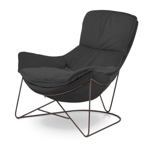 Stylowy fotel Berco velvet ciemnoszary SWAN-13, podstawa standardowa, premium fotel lounge do salonu i strefy relaksu