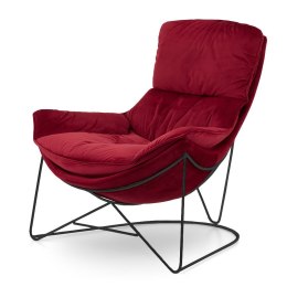 Fotel Berco na stelażu velvet nowoczesny wypoczynkowy wygodny XZ Czerwony (5187-37) Czarna Czerwony (5187-37)