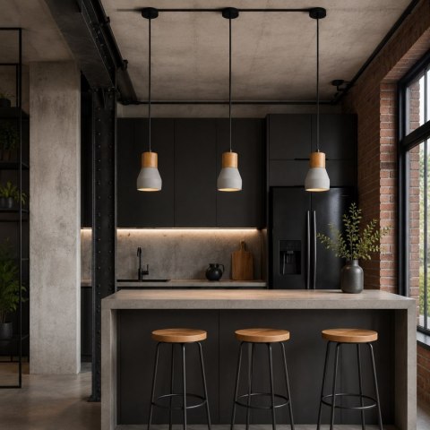 Lampa wisząca CONCRETE 12 cm- szary beton, drewno