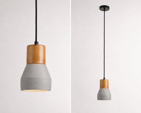 Lampa wisząca CONCRETE 12 cm- szary beton, drewno
