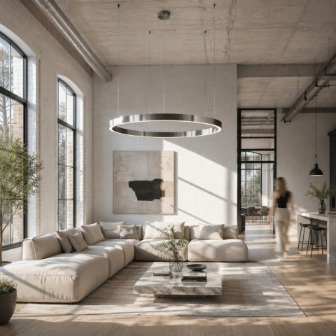 Lampa wisząca CIRCLE 120 cm - LED, ring nikiel szczotkowany