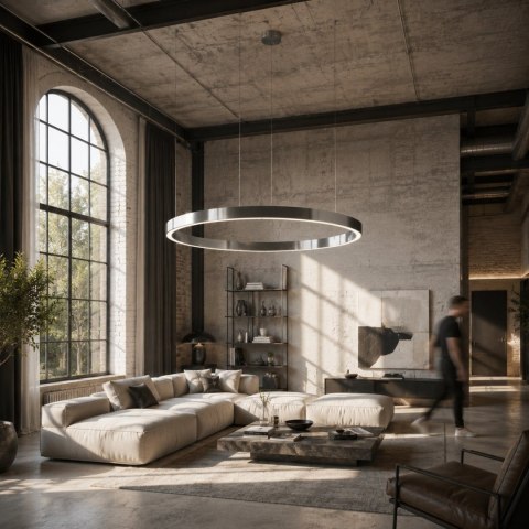 Lampa wisząca CIRCLE 120 cm - LED, ring nikiel szczotkowany