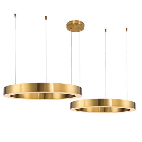Lampa wisząca CIRCLE 2 40+60 cm - LED, ringi mosiądz szczotkowany na 1 podsufitce