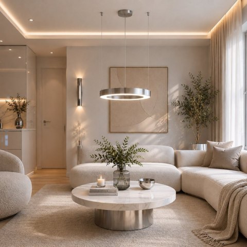 Lampa wisząca CIRCLE 40 cm - LED, ring nikiel szczotkowany