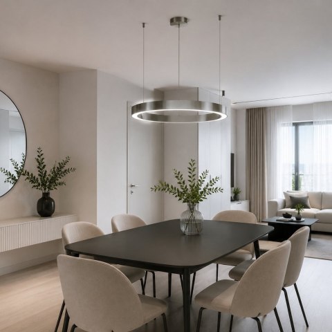 Lampa wisząca CIRCLE 60 cm - LED, ring nikiel szczotkowany