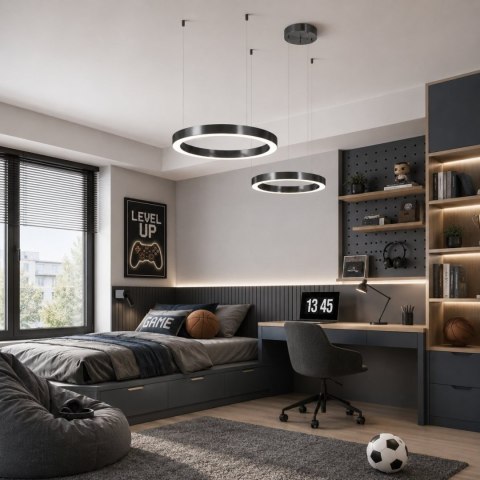 Lampa wisząca CIRCLE 2 40+60 cm - LED, ring tytan szczotkowany na 1 podsufitce