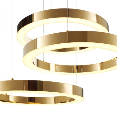 Lampa wisząca CIRCLE 3 60+60+60 cm - LED, ring złoty połysk na 1 podsufitce