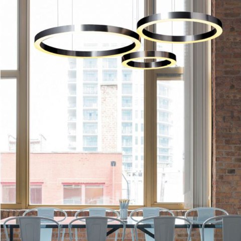 Lampa wisząca CIRCLE 2 40+100 cm - LED, ring tytan szczotkowany na 1 podsufitce