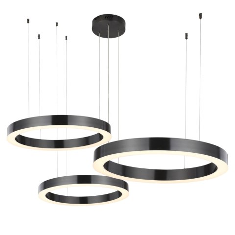 Lampa wisząca CIRCLE 3 60+80+100 cm - LED, ring tytan szczotkowany na 1 podsufitce 3000K