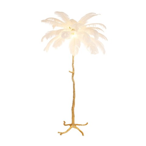 Lampa podłogowa EMU 170 cm - pióra białe