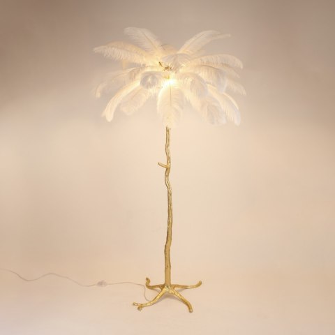 Lampa podłogowa EMU 170 cm - pióra białe