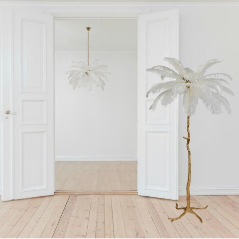 Lampa podłogowa EMU 170 cm - pióra białe