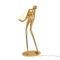 Lampa podłogowa WOMAN 180 cm - złota figura kobiety z białymi kloszami