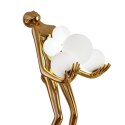 Lampa podłogowa WOMAN 180 cm - złota figura kobiety z białymi kloszami