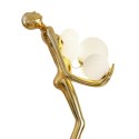 Lampa podłogowa WOMAN 180 cm - złota figura kobiety z białymi kloszami