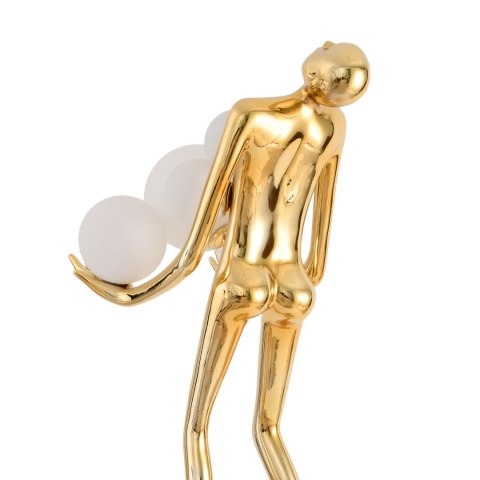 Lampa podłogowa WOMAN 180 cm - złota figura kobiety z białymi kloszami
