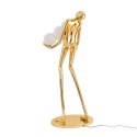 Lampa podłogowa WOMAN 180 cm - złota figura kobiety z białymi kloszami