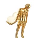 Lampa podłogowa WOMAN 180 cm - złota figura kobiety z białymi kloszami