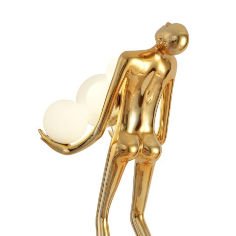 Lampa podłogowa WOMAN 180 cm - złota figura kobiety z białymi kloszami