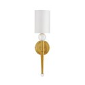 Lampa ścienna DAMA 52 cm- złoty kinkiet z białym abażurem