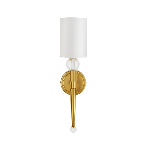Lampa ścienna DAMA 52 cm- złoty kinkiet z białym abażurem