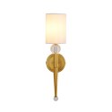 Lampa ścienna DAMA 52 cm- złoty kinkiet z białym abażurem