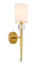 Lampa ścienna DAMA 52 cm- złoty kinkiet z białym abażurem