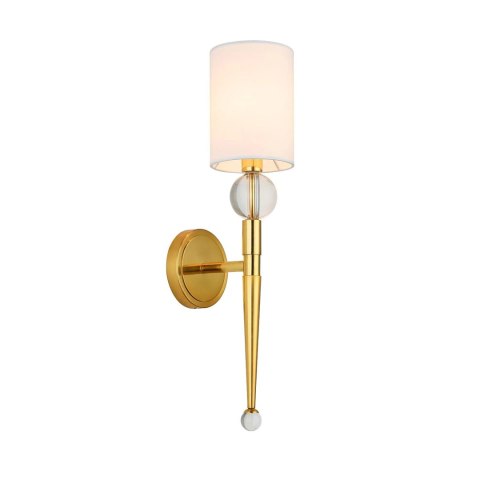 Lampa ścienna DAMA 52 cm- złoty kinkiet z białym abażurem
