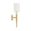 Lampa ścienna DAMA 52 cm- złoty kinkiet z białym abażurem