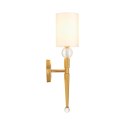 Lampa ścienna DAMA 52 cm- złoty kinkiet z białym abażurem