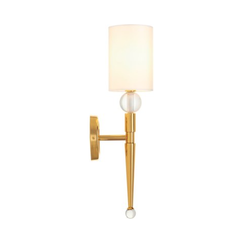Lampa ścienna DAMA 52 cm- złoty kinkiet z białym abażurem