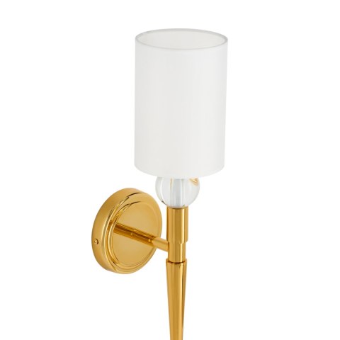 Lampa ścienna DAMA 52 cm- złoty kinkiet z białym abażurem