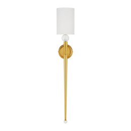 Lampa ścienna DAMA 92 cm- złoty kinkiet z białym abażurem