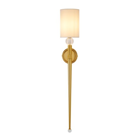 Lampa ścienna DAMA 92 cm- złoty kinkiet z białym abażurem