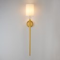 Lampa ścienna DAMA 92 cm- złoty kinkiet z białym abażurem