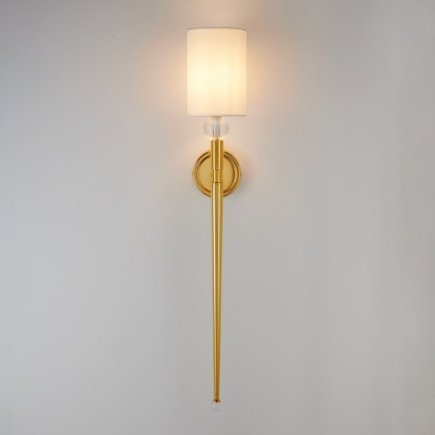 Lampa ścienna DAMA 92 cm- złoty kinkiet z białym abażurem