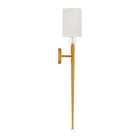 Lampa ścienna DAMA 92 cm- złoty kinkiet z białym abażurem