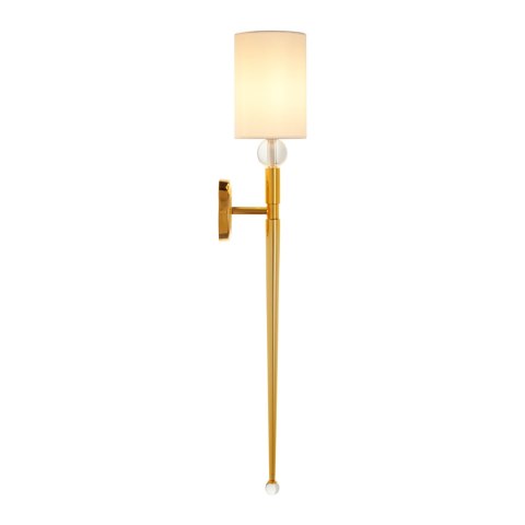 Lampa ścienna DAMA 92 cm- złoty kinkiet z białym abażurem