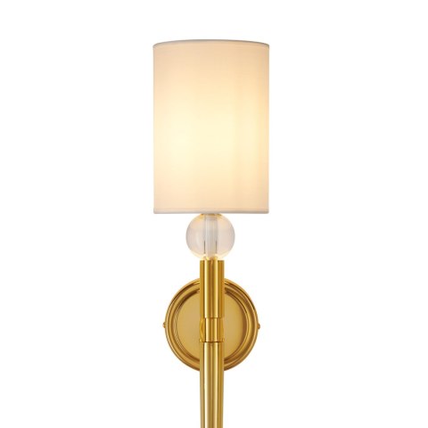 Lampa ścienna DAMA 92 cm- złoty kinkiet z białym abażurem