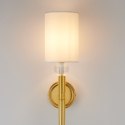 Lampa ścienna DAMA 92 cm- złoty kinkiet z białym abażurem