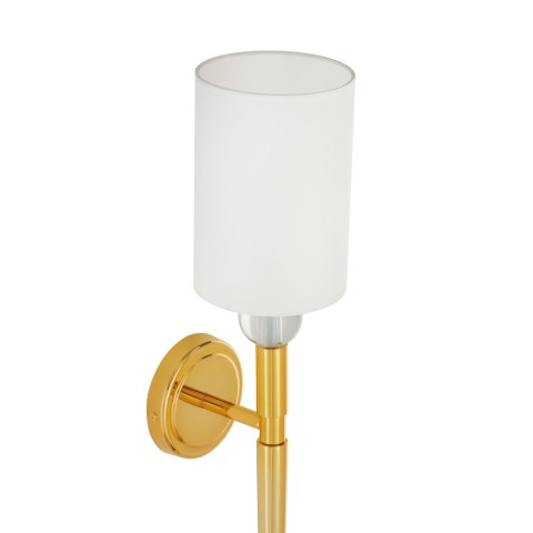 Lampa ścienna DAMA 92 cm- złoty kinkiet z białym abażurem
