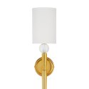 Lampa ścienna DAMA 92 cm- złoty kinkiet z białym abażurem
