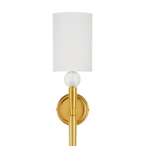 Lampa ścienna DAMA 92 cm- złoty kinkiet z białym abażurem