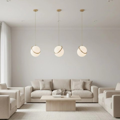 Lampa wisząca ORBITA biało-złota, akryl, 20 cm